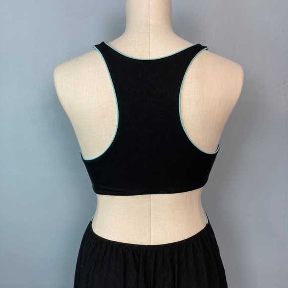 VICTORIA'S Secret Cutout Racerback Mini Skater Dress Black Turquoise Trim Size M - Picture 7 of 14